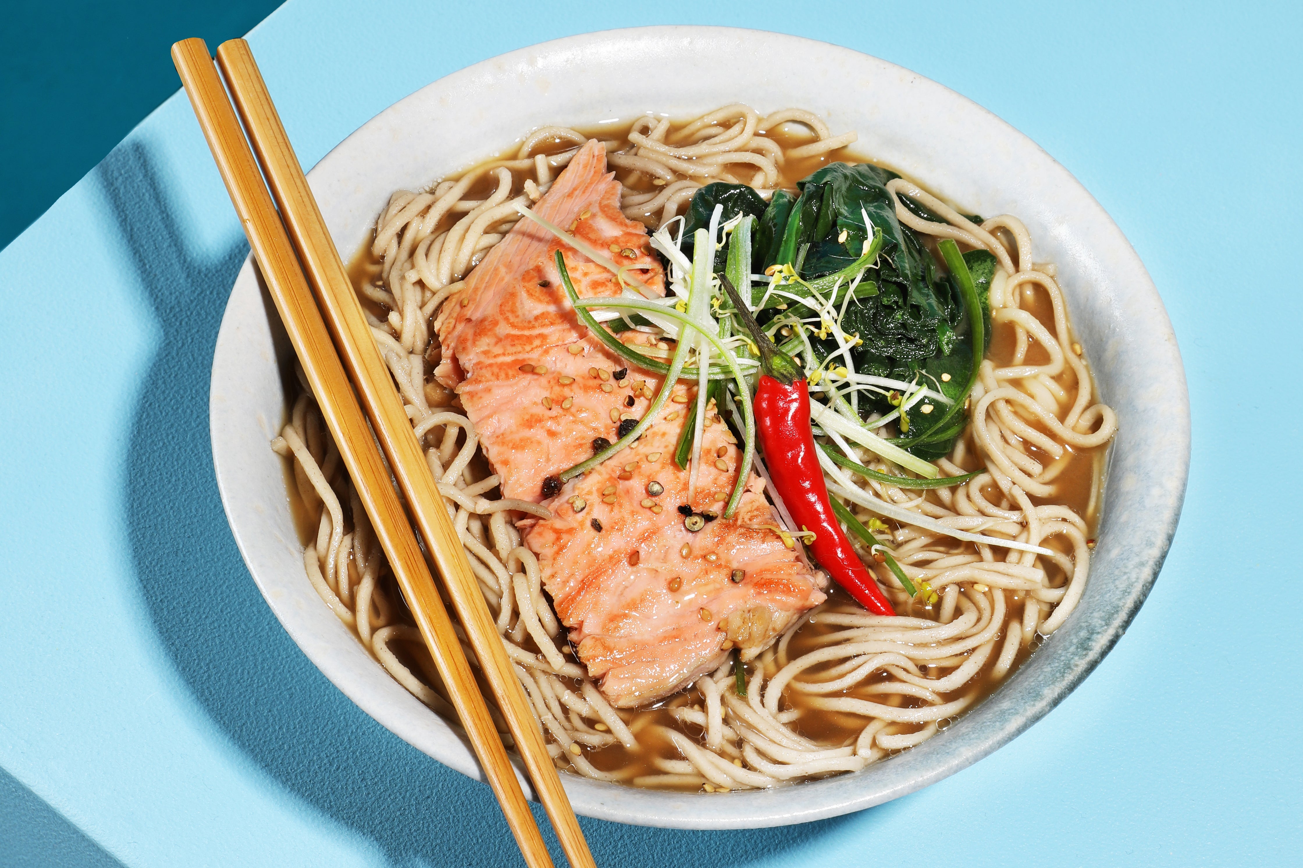 Miso-Dashi Ramen mit Lachs