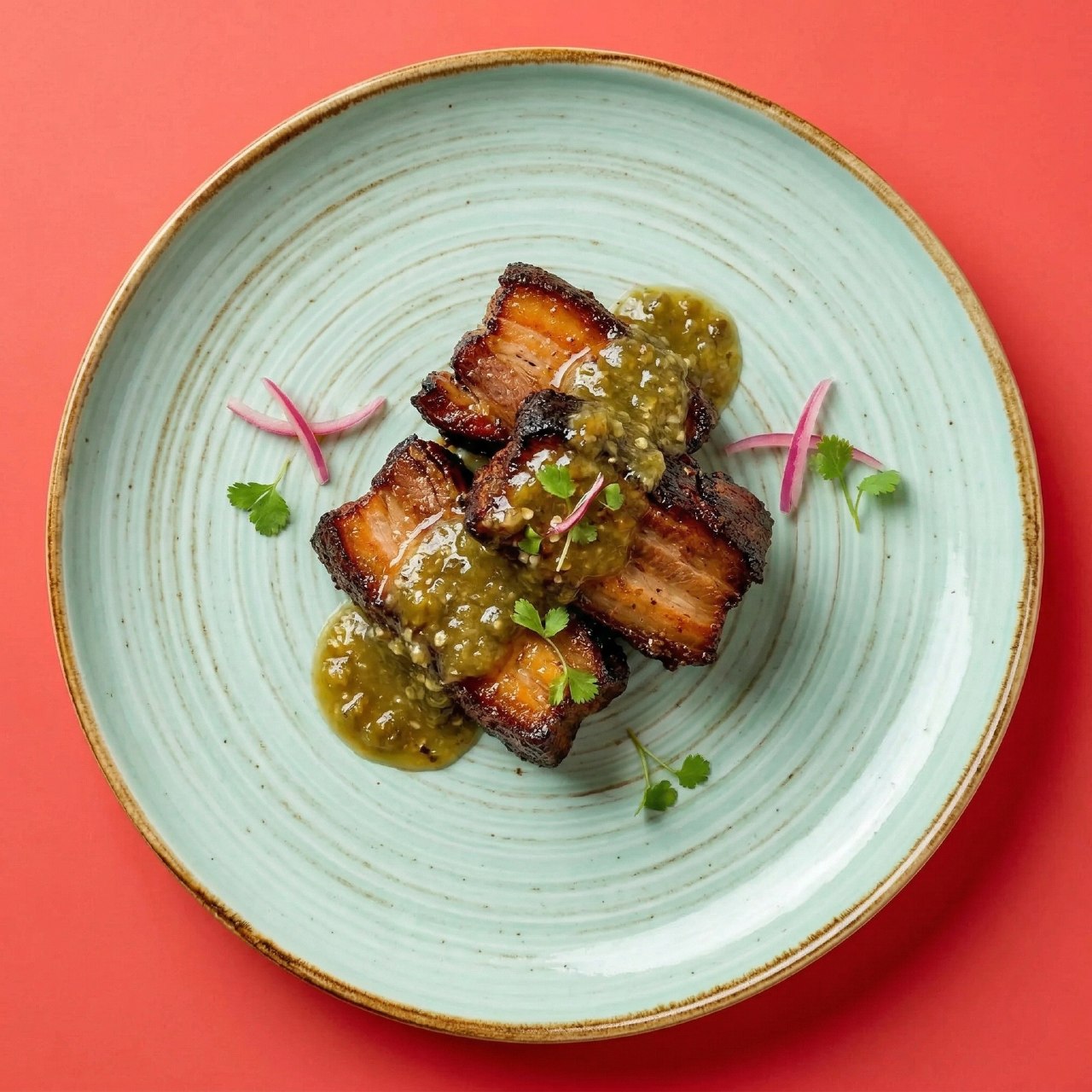 BBQ Pork Belly Bites mit Green Jalapeño Glaze